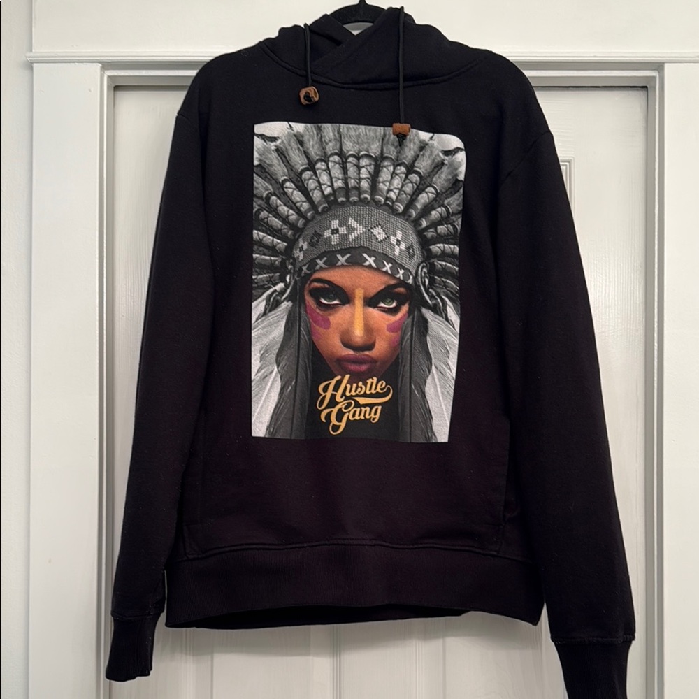 Hustle Gang Hoodie Black with Graphic Print